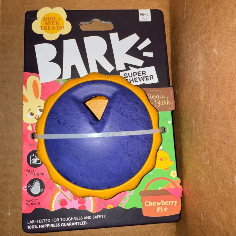 Bark Box Super Chewer Blueberry pie treat dispensing dog toy wacky last one!
